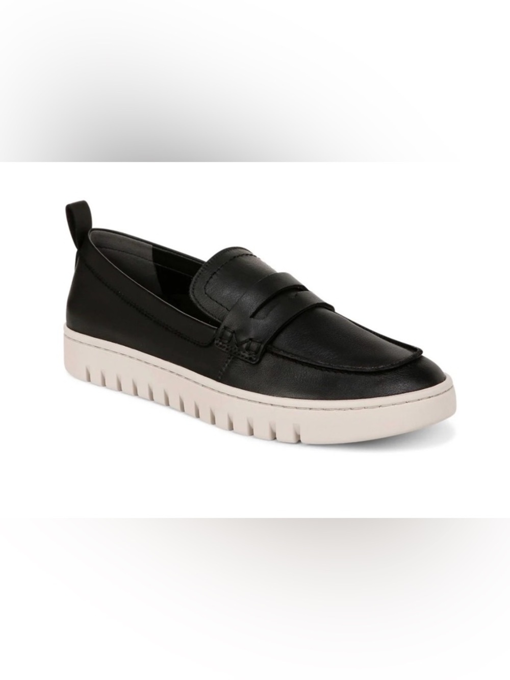 Vionic Uptown Black Leather Penny Loafer Platform Sneakers Size 9 Wide